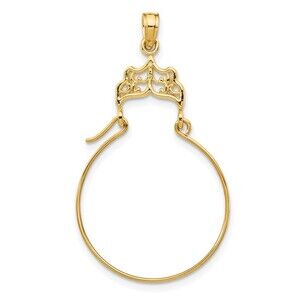 Million Charms 10k Yellow Gold Filigree Charm Holder Genuine Gold
